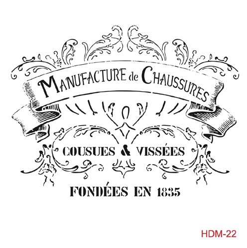Stencil MANUFACTURE DE CHAUSSURES 25x25cm