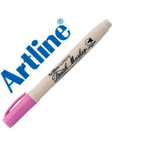 Rotulador lettering artline supreme brush pintura base de agua punta tipo pincel trazo variable rosa.