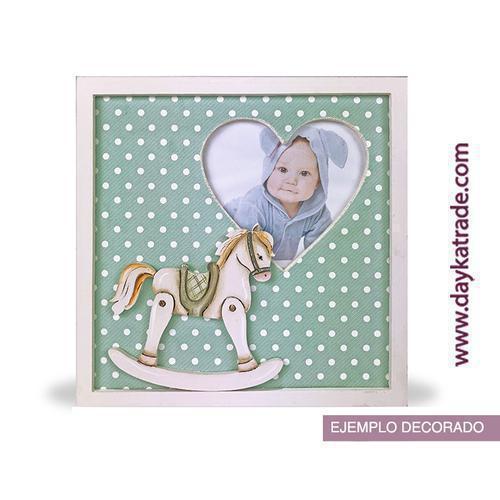 Portafotos infantil con caballo de madera y corazón Dayka-887