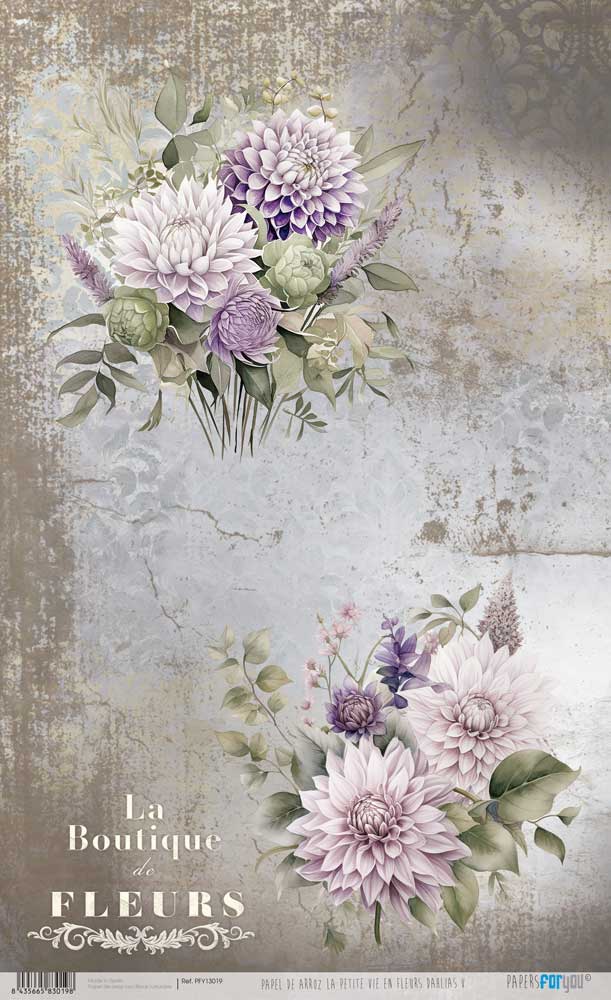Papel Arroz 54×33 cm 25-30 gr. (La Petite Vie En Fleurs Dahlias V) Papers For You