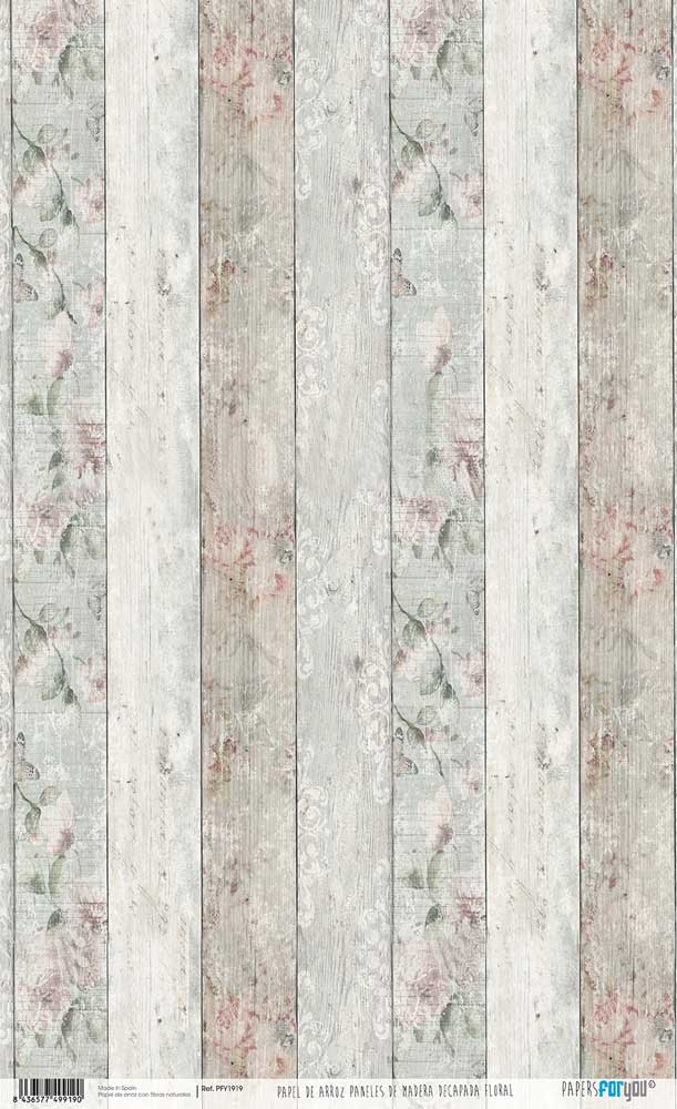 PAPEL DE ARROZ PANELES DE MADERA DECAPADA FLORAL PFY-1919