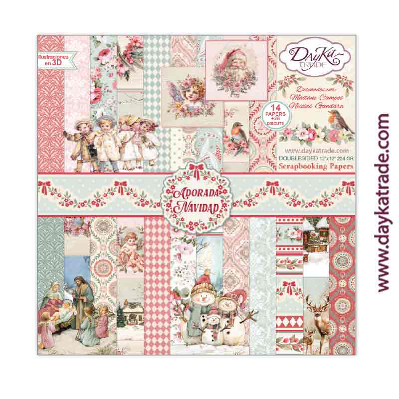 Kit de papeles para Scrapbooking “Adorada Navidad” 30X30CM DAYKA