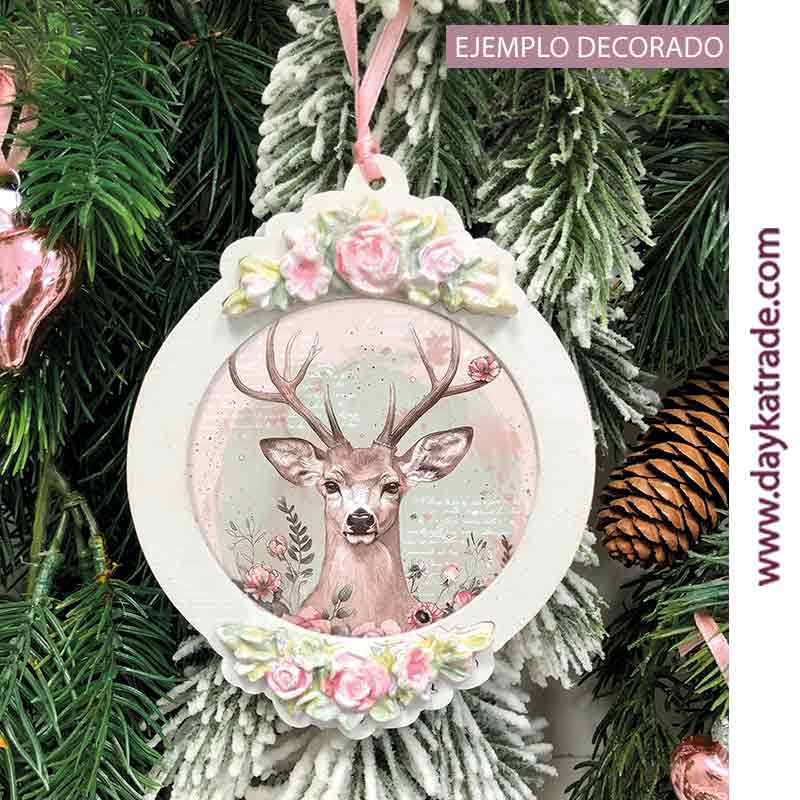 BOLA DE NAVIDAD REDONDA CON RESINA FLORAL SLT-211P