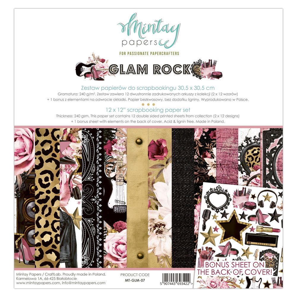 SET PAPEL 12X12'' GLAM ROCK MINTAY PAPERS