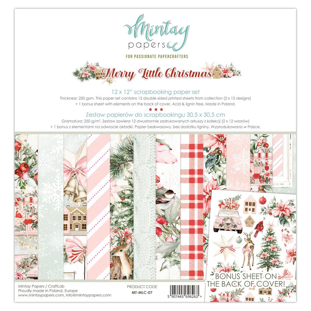 SET PAPEL 30X30 MINTAY PAPERS  - MERRY LITTLE CHRISTMAS MT-MLC--07