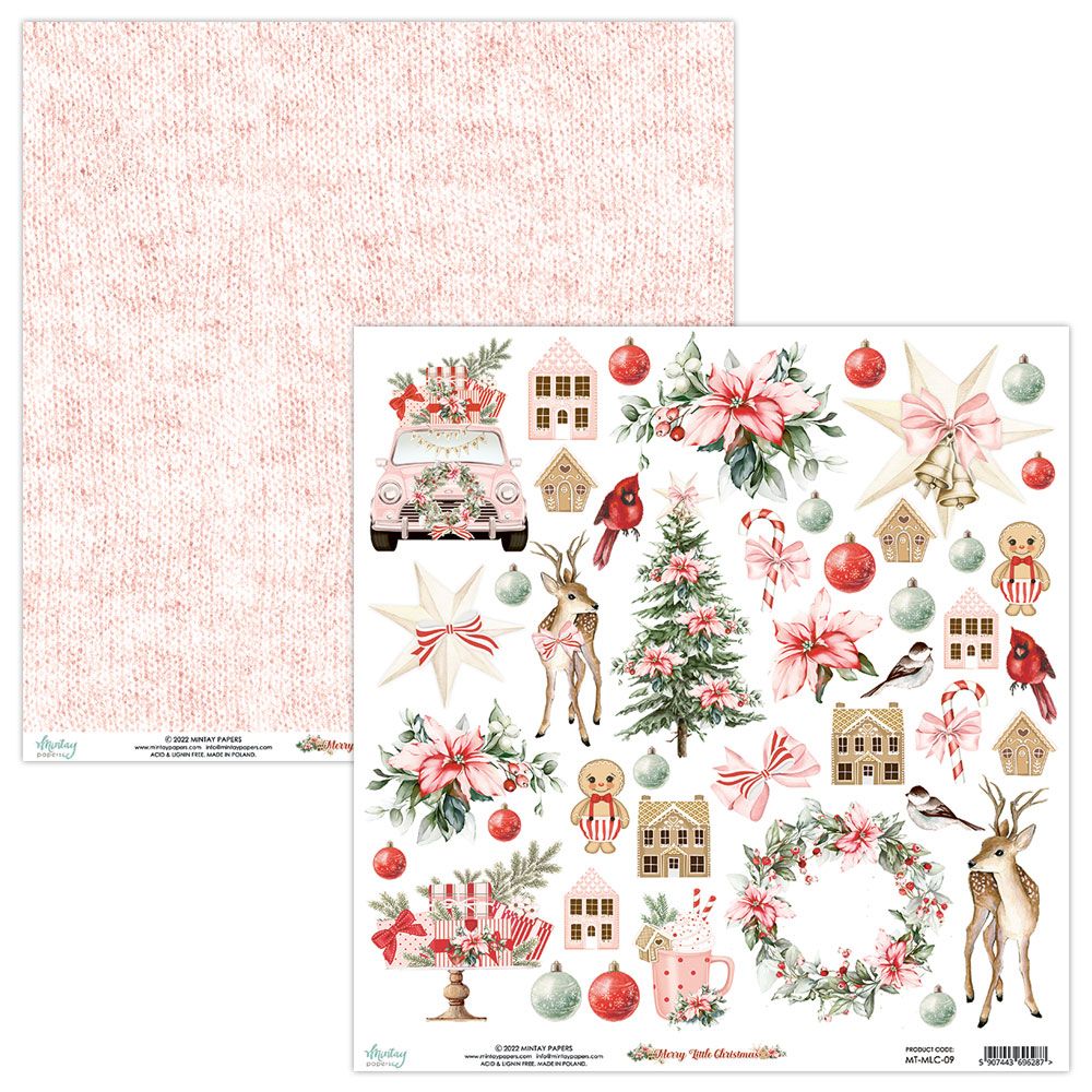 PAPEL MINTAY PAPERS  ELEMENTS - MERRY LITTLE CHRISTMAS 30X30 CM MT-MLC--09